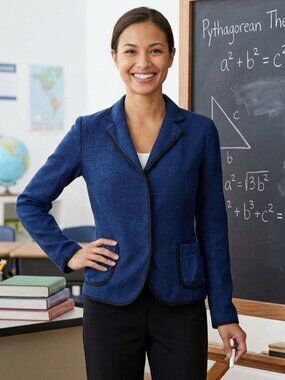 Lida Baday Blue Fitted Blazer with Ruched Back